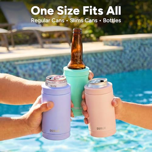 Lavender DUALIE 3-in-1 Insulated Can Cooler for 12 oz Cans & Bottles, Universal Size