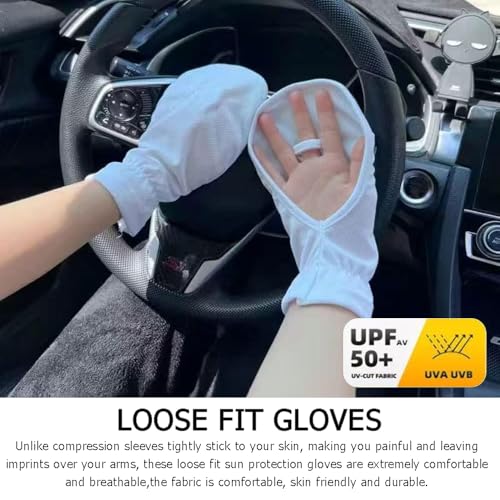 UV Protection Fingerless Gloves for Women - White & Black