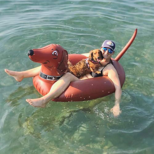 Inflatable Wiener Dog Party Tube Float - 4ft Summer Pool Raft for Adults & Kids
