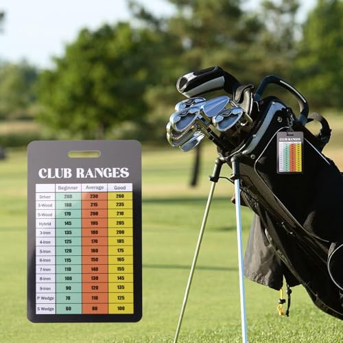 Golf Club Distance Range Chart Card - Durable PVC Yardage Aid - Medium