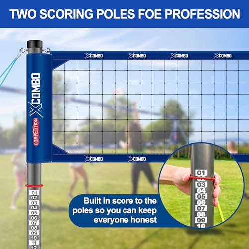 Regulation Volleyball Net Set - Heavy Duty Portable - Blue