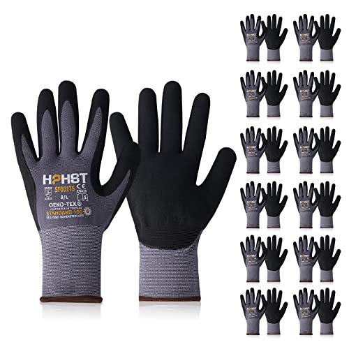 SF001 Work Gloves Comfort Stretch Fit, Power Grip, Smart Touch, Durable Foam Coated, 3Pairs & 12Pairs
