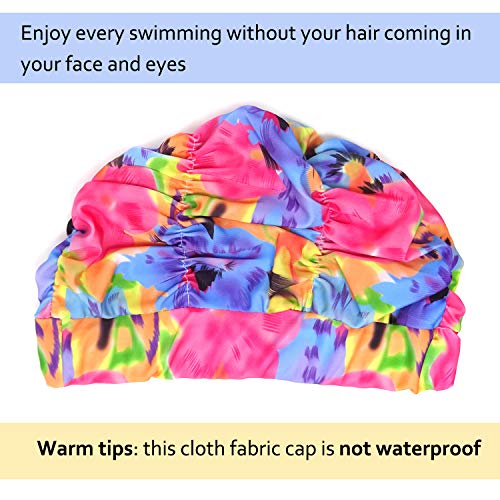 Pleated Swim Cap for Long Hair - Non-Waterproof Bathing Cap