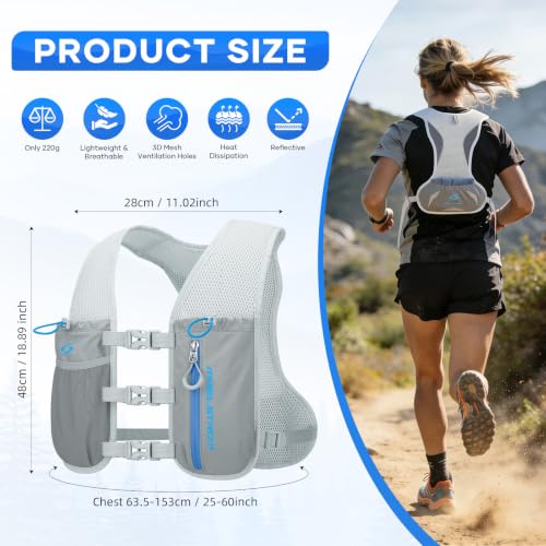 Lightweight Hydration Pack with 500ml Soft Flask - Gray