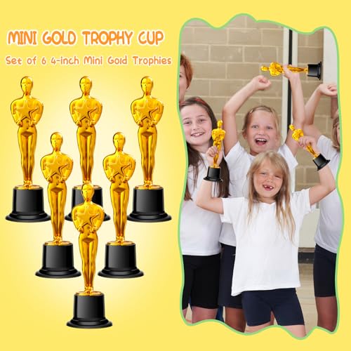 Mini Plastic Trophy Award - 6 Small Trophies for Parties