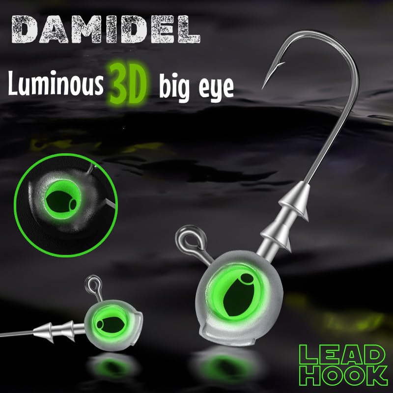 50Pcs Swimbait Jig Heads Fishing Hooks with 3D Luminous Eyes - Saltwater & Freshwater