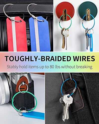 4-Inch Heavy Duty Stainless Steel Keychain Cable - 12 Pack, 6 Colors
