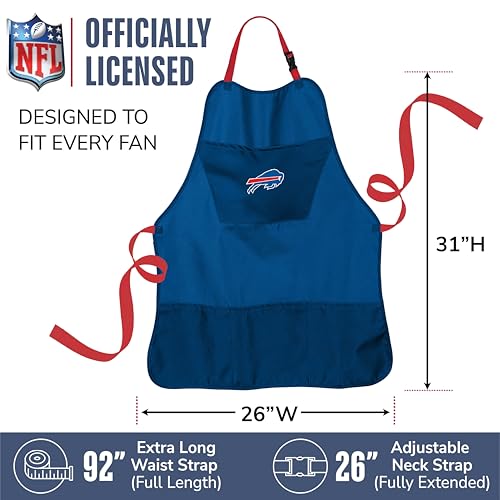 NFL Buffalo Bills Cooking Apron - Blue with Adjustable Straps & Pockets