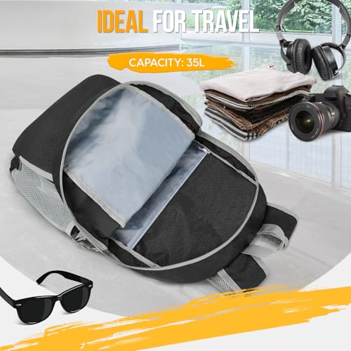 ZOMAKE 35L Black Lightweight Foldable Water-Resistant Backpack