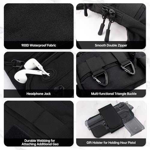 Tactical Chest Pack for Men - Lightweight, Water Resistant EDC Bag
