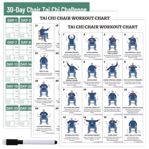 Tai Chi Chair Workout Chart for Beginners - 2 Laminated Posters