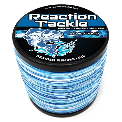 Reaction Tackle Braided Fishing Line 15Lb 150Yards Blue Camouflage - Salt & Freshwater
