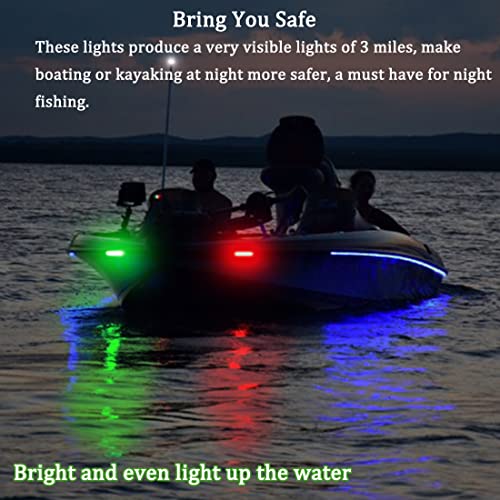 Boat Navigation Lights - Super Bright Red & Green Bow Lights, No Drill Install for Kayak, Canoe, Pontoon