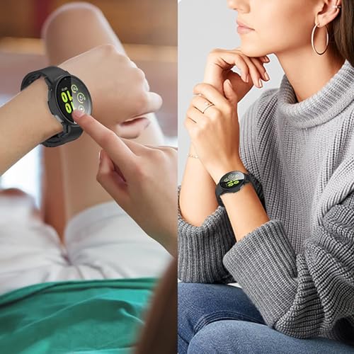 Hard PC Case & Tempered Glass Screen Protector for Garmin Vivoactive 5 - Black/Black