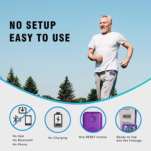 3D Pedometer Step Counter for Walking - Purple Clip Tracker