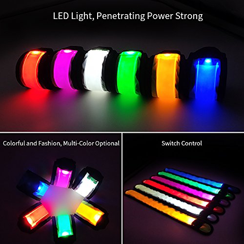 LED Light Up Slap Bracelets - 6 Pack Night Safety Bands