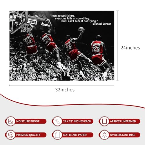 Michael Jordan Large Sports Poster - 24"x32" Unframed Canvas - Pattern D