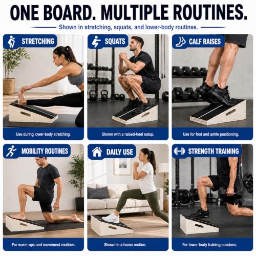 Pro Slant Board - Wooden Calf Stretching Board with 5 Angles, 16"L x 12.5"W, 500 lb Capacity