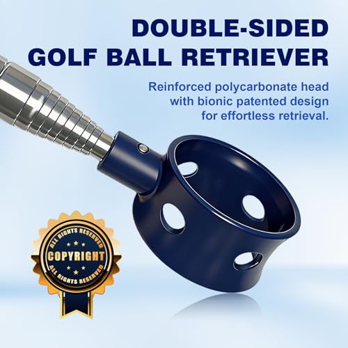 Golf Ball Retriever Telescopic 9 Ft - Blue with Rubber Grip