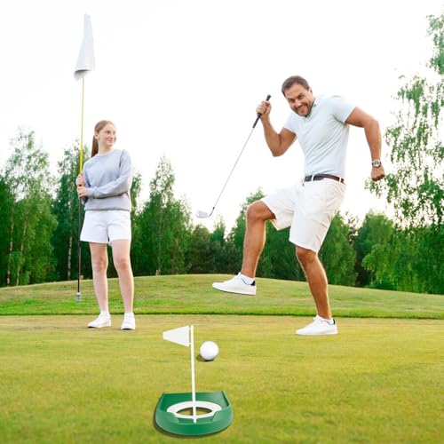 Golf Putting Cup Set with White Flag - 2pcs Indoor Outdoor Practice