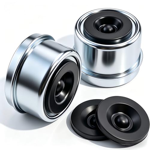 2pcs 1.98" Trailer Hub Dust Caps with Extra Rubber Plugs