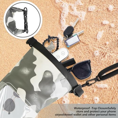 TYUTOSEG Gray 2L Waterproof Dry Bag with Phone Pouch - IP68 Pool Kayak Bag
