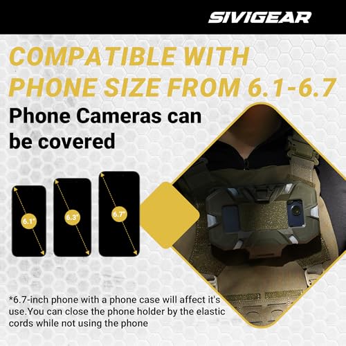 SIVIGEAR Tactical Molle Phone Holder CP for Plate Carrier Vest, Quick Release & Adjustable, Fits 4.7-6.7 Inch Smartphones