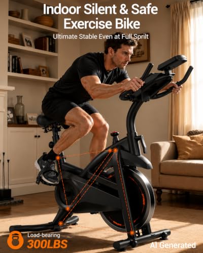 Stationary Exercise Bike for Home - Low Noise, Black