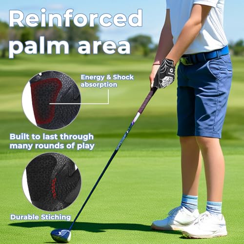 Kids Golf Gloves - Junior Left Hand - Black & Silver - Age 2-4