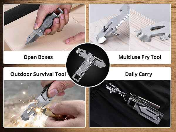 EDCFANS Keychain Multitool Knife, Multi Tools Keychains, Fathers Day Dad Gifts for Men, Tanto Pocket Knives with Clip, Bottle Opener, Box Cutter, Pry Bar, Screwdriver Wrench, EDC Hiking Camping Gear