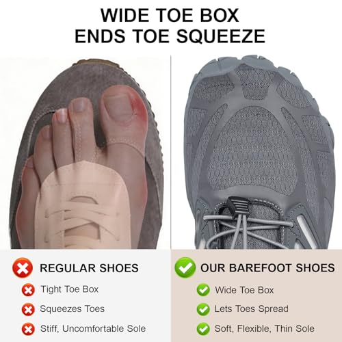 MeXYZ Barefoot Shoes Men Wide Toe Box Zero Drop Minimalist Training Shoes (11.5, Dark Grey)