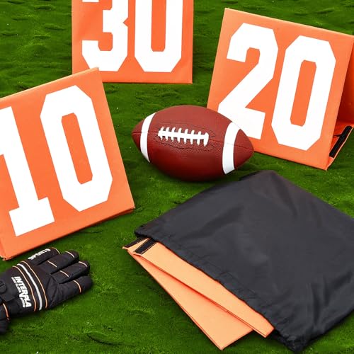 Football Yard Markers Set - 11 High Visibility Double-Sided Markers G, 10, 20, 30, 40, 50 - Orange
