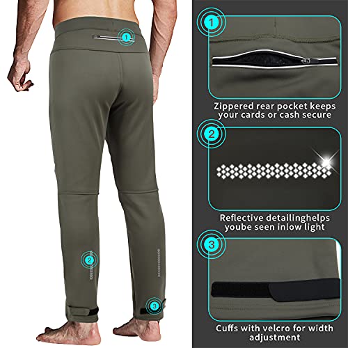 Souke Sports Men's Windproof Winter Cycling Pants - Medium Green
