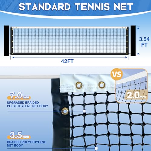 Professional Heavy Duty Tennis Net - Double-Layer Portable Nylon
