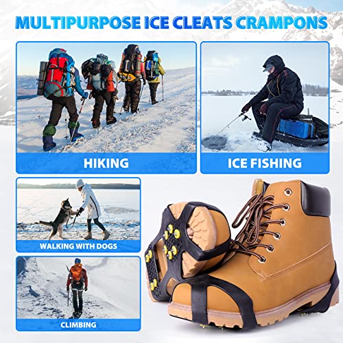Ice Cleats for Boots & Shoes - Anti-Slip Rubber Traction - M Size (Men 5-8/Women 7-10)