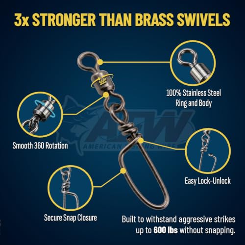 Mighty-Mini Fishing Swivels #6, 70 Lb, 5 Pc - Stainless Steel