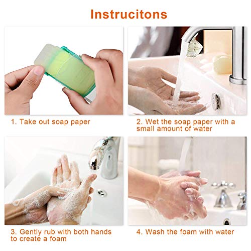 Portable Hand Washing Soap Sheets - 100 Sheets for Travel & Camping - Green/White