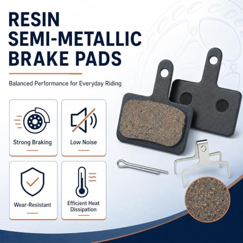 Bicycle Brake Pads Kit - 4 Pairs, Semi-Metallic - Black 4P