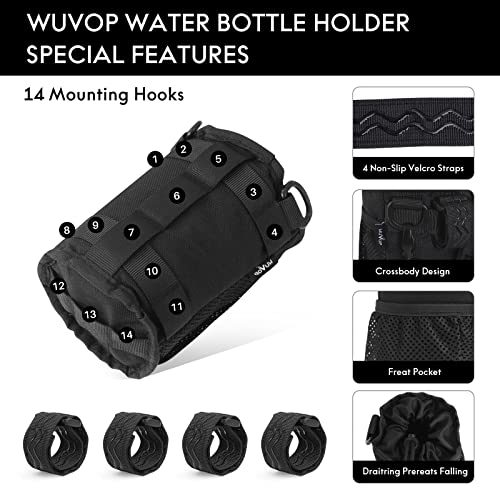 Bike Cup Holder with Mesh Pocket - Black Bicycle Water Bottle Holder