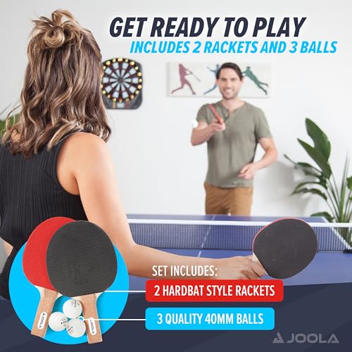 Table Tennis Paddle Set - 2 Hardbat Paddles & 3 Balls