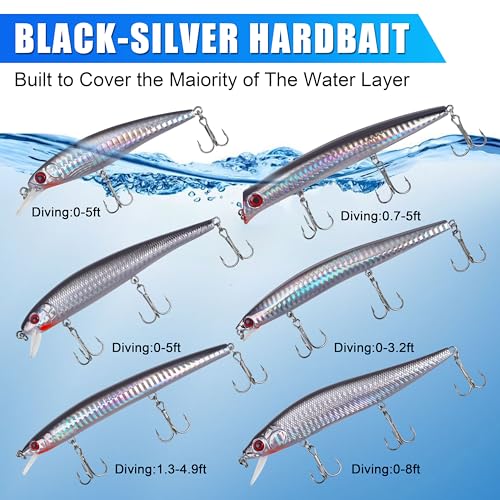 Silanon Saltwater Fishing Lures Kit – 6 Minnow/Plugs/Popper/Jerkbait
