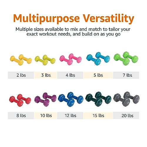 5 lb Vinyl Coated Dumbbell Weights - Durable & Non-Slip Grip