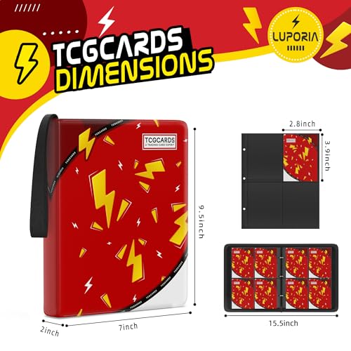 Luporia Red 400-Capacity 3-Ring Trading Card Binder with 50 Removable Sleeves