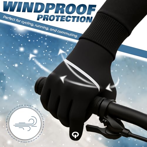 Kids Winter Thermal Gloves - Touch Screen, Anti-Slip, Black - Large
