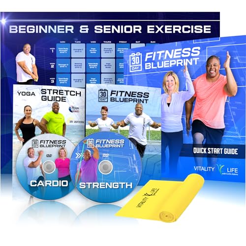 Senior & Beginner Exercise Kit with 30-Day Workout Plan - Resistance Band & Stretching Guide