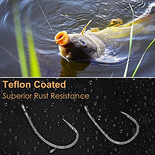 50Pcs Barbed Fishing Hooks - Teflon Coated Wide Gape Hook Size 6