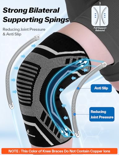 Knee Brace Compression Sleeve with Side Stabilizers - Black Medium