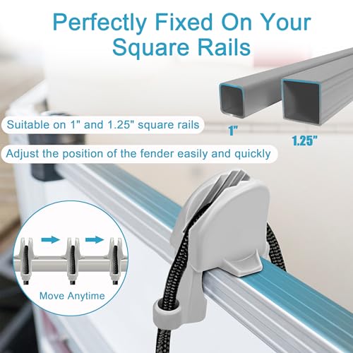 Cendasun Silver 6 Pack Pontoon Boat Fender Clips - Square Rail Docking Hangers