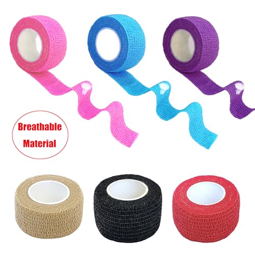6 Pack Self-Adherent Cohesive Bandage Tape - 1 Inch Breathable Athletic Wrap
