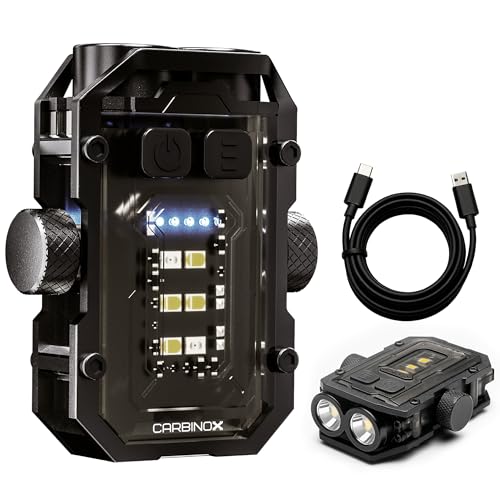CARBINOX Rechargeable LED Mini Flashlight with COB Light & Red-Blue Warning